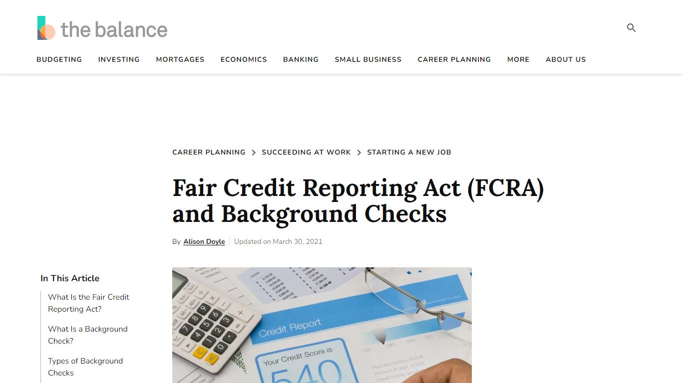 Fair Credit Reporting Act (FCRA) and Background Checks - The Balance